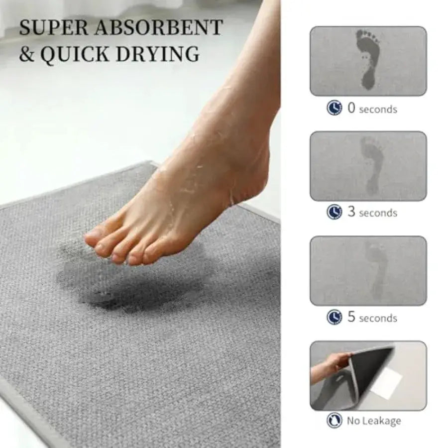 Gray Bathroom Rugs Sets 3 Pcs Quick Dry Thin Bath Mat with Toilet Rug Non Slip Absorbent Machine Washable Bath Runner Rugs for from PriceLows™