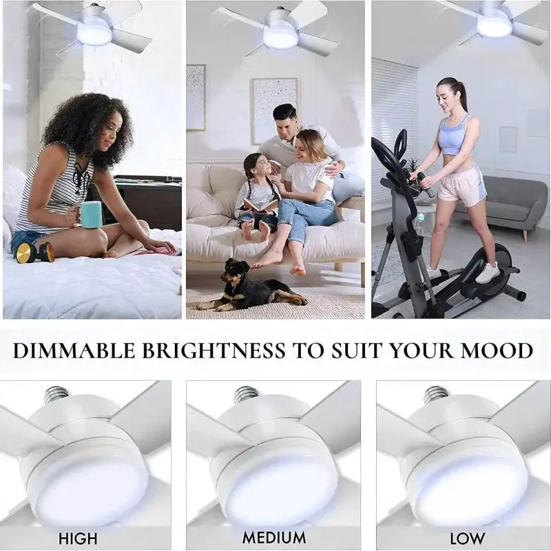Ceiling Fan | Led Light E27 30W Socket | Remote Control | 1000Lm 5000K
