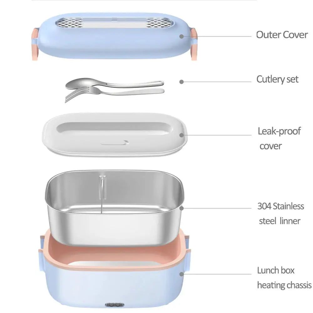 Portable Food Warmer Heated Electric Lunch Box with Stainless Steel 5-In-1 Portable Food Warmer Lunch Box for Car Home Office from PriceLows™