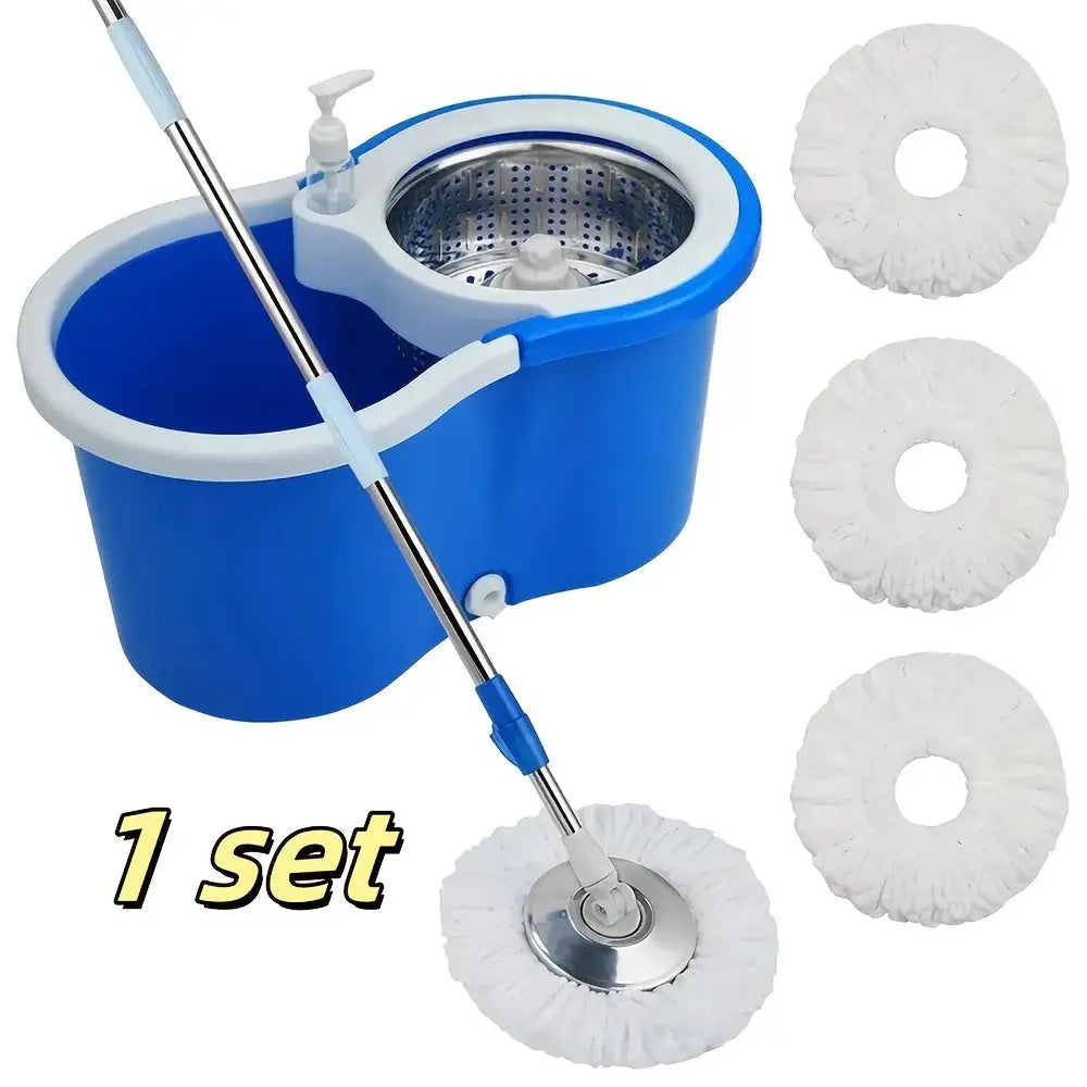 360° Spin Mop Bucket Set with Wringer, Stainless Steel Basket & Rotating Microfiber Mop Head from PriceLows™