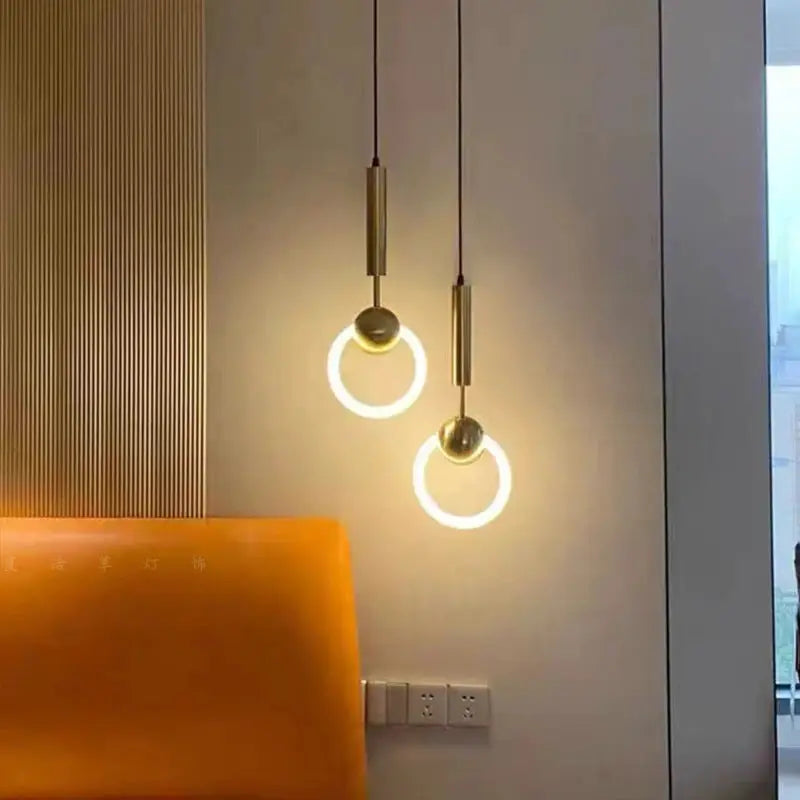 LED Pendant Light | Gold Ring Structure | Modern Minimalist Curve