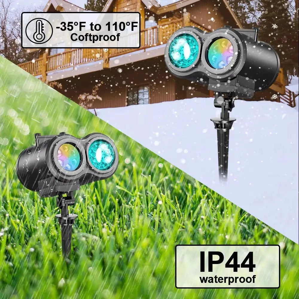 Outdoor Holiday Projector Lights | HD Moving Patterns | 2 In 1 Decor Effects