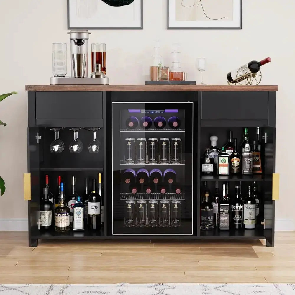 Large Coffee Bar Cabinet with Ridge Space, Mini Ridge Cabinet for Wine Storage, Buffet Sideboard Table, Modern Design, 53.2 Leng from PriceLows™