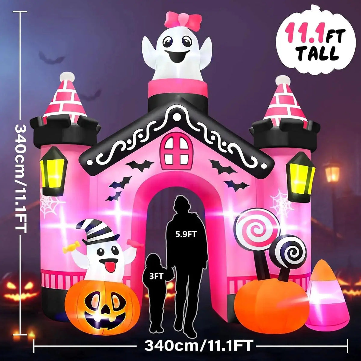 Halloween Inflatable Ghost Archway | 11 Ft | Built In Leds | Outdoor Decor