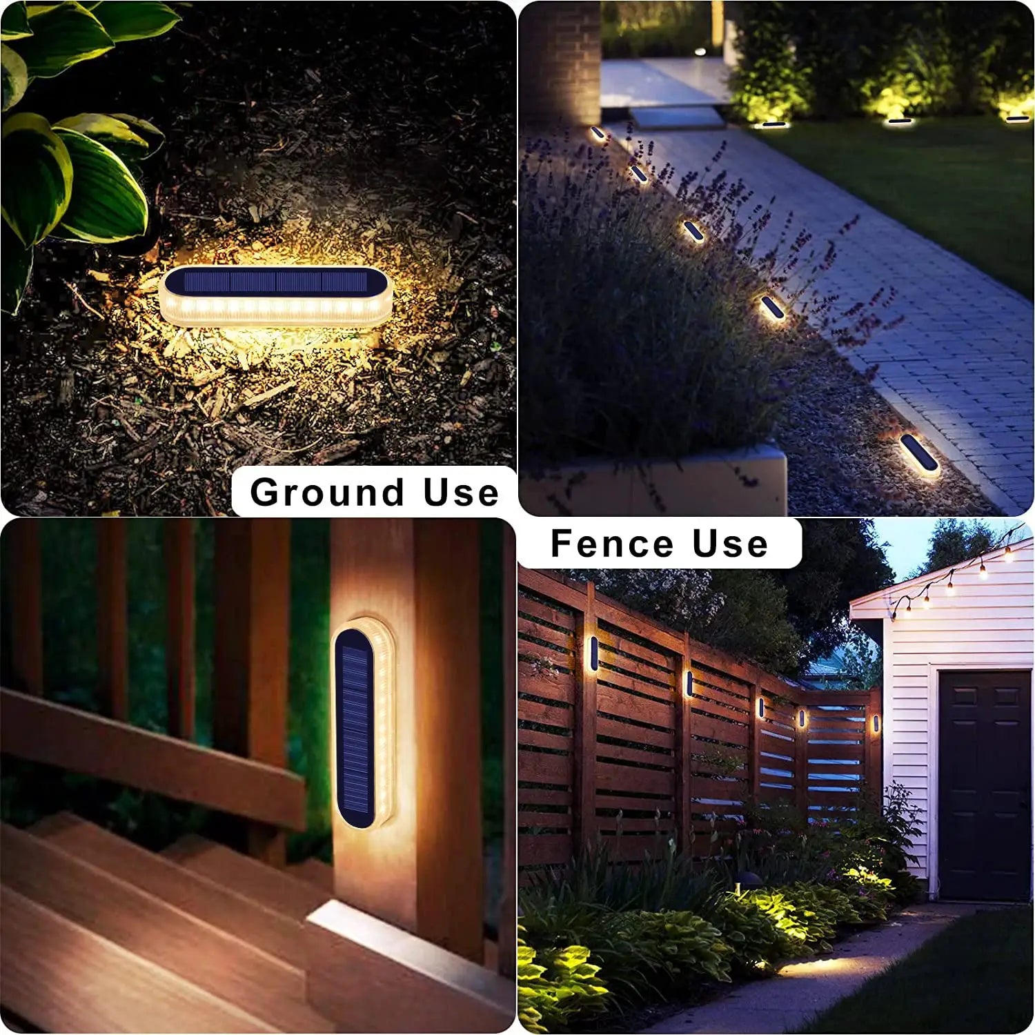 5 Years Lifespan 4 Pack Solar Deck Lights IP68 Waterproof Auto On/Off 5-Ton Anti-Pressure LED Step Lights for Garden Yard solar Path lighting from PriceLows™
