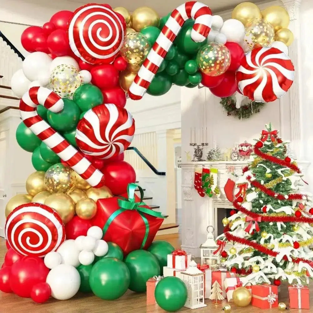 Balloon Garland Kit | Candy Cane Foil Balloons | Latex Confetti Sets