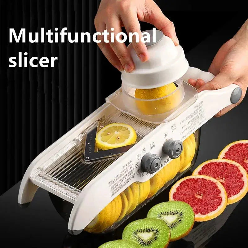 Multifunctional Vegetable Slicer | Stainless Steel Blades | V Cutter | Basket