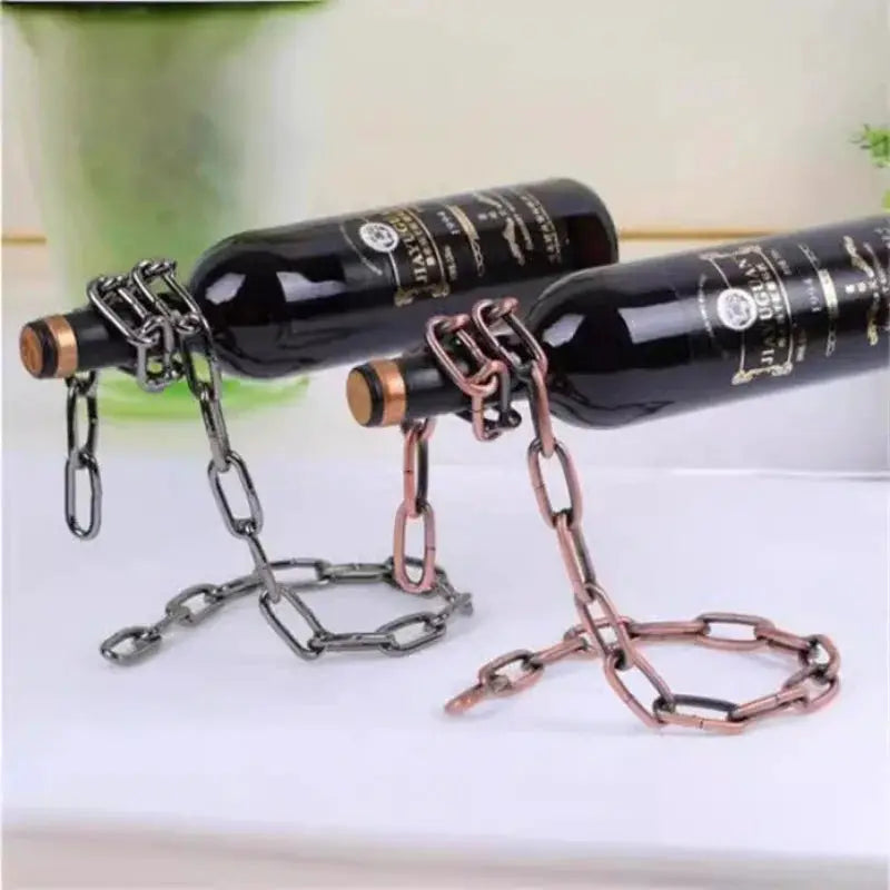 Floating Wine Bottle Holder - Magic Steel Chain Wine Rack for Suspended Display - Holds Any Long-Neck Wine Bottles from PriceLows™