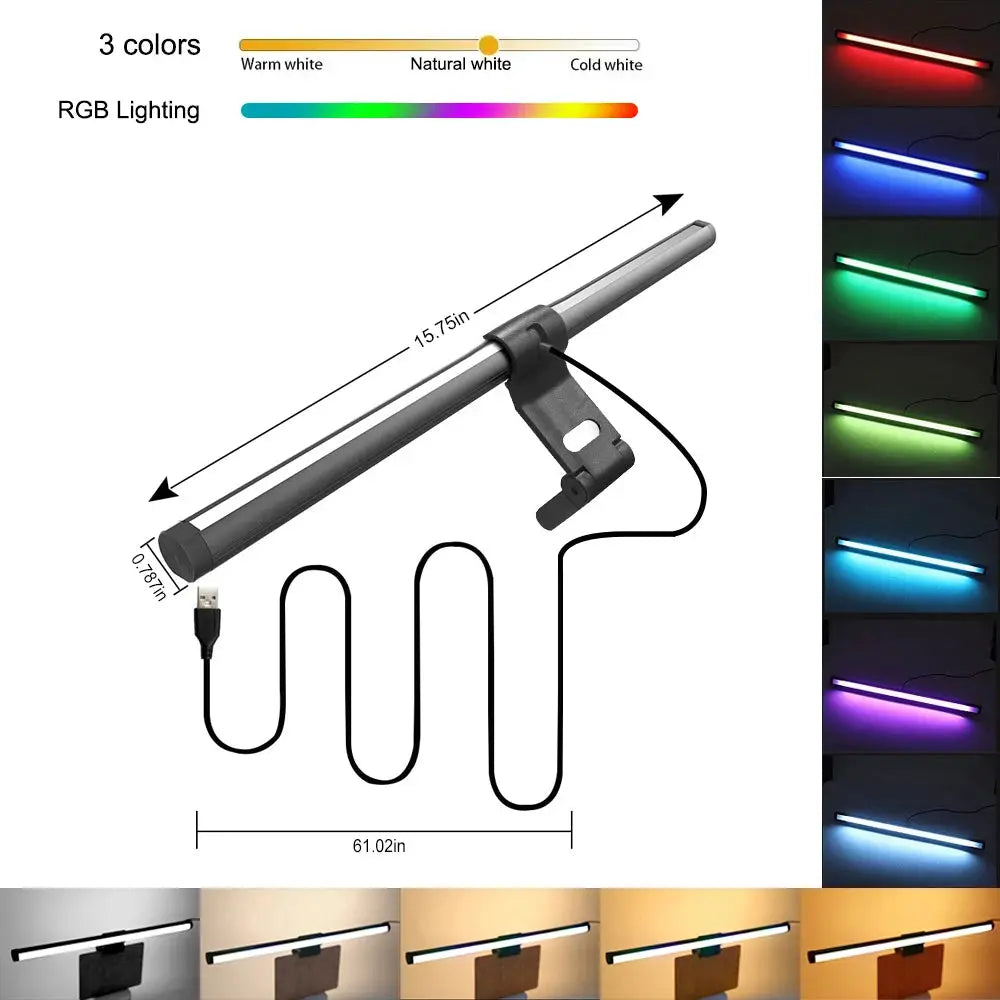 Dimming Lighting Computer Monitor Screen Light Bar LED Desk Lamp Monitor Light Bar Eye-Care Stepless Table Lamp for Work Gaming from PriceLows™
