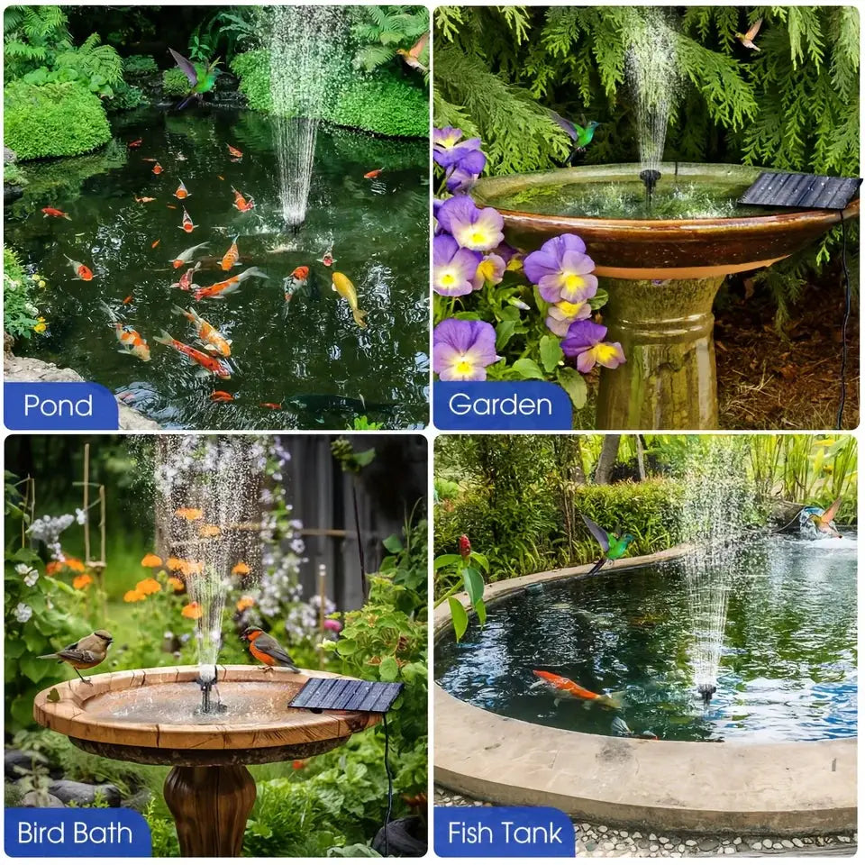Solar Fountain with 6 Nozzles - 1.4W Solar Panel Floating Water Pump for Bird Baths, Pools, Garden DIY Waterfall Yard Decor from PriceLows™
