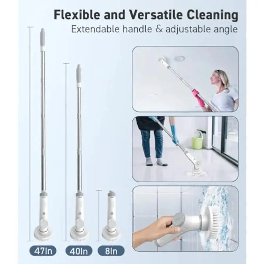 Electric Spin Scrubber | 3 Angles | 2 Speeds | 3 Brush Heads