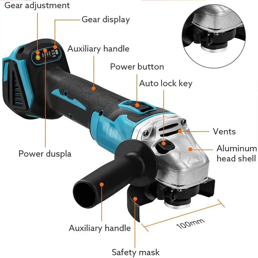 Power Tool Sets Impact Wrench 125mm Brushless Electric Angle Grinder 18V Battery Devices Combo Kit Power Tool from PriceLows™
