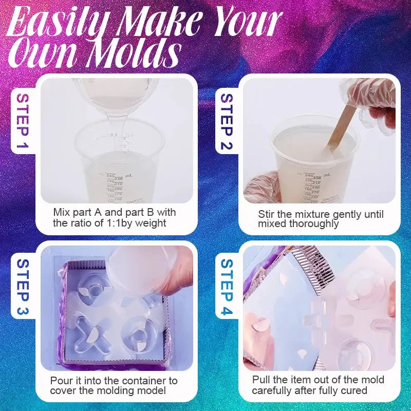 Silicone Mold Making Kit | 1:1 Mixing Ratio | Translucent Non-Toxic | 500Ml 1000Ml
