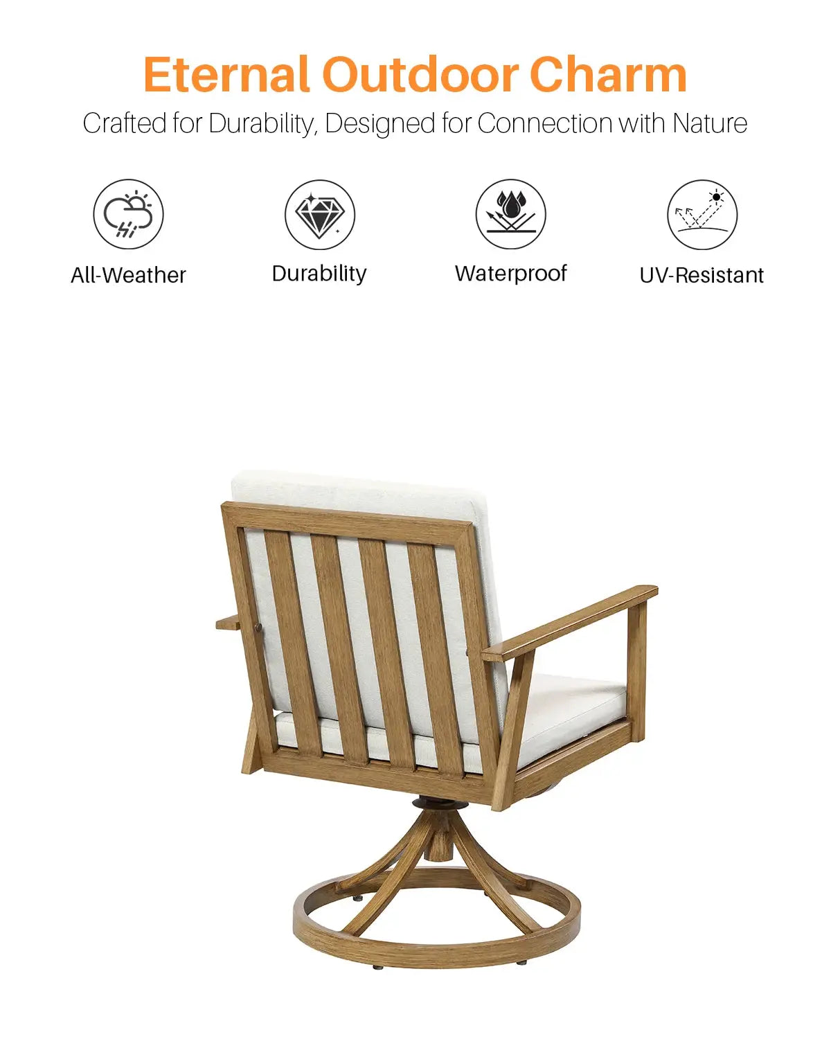 Seehill 7 Pieces Outdoor Furniture Sets, Aluminum Outdoor Dining Table Set with 6 Swivel Chairs for Deck, Pool, Yard, Teak from PriceLows™