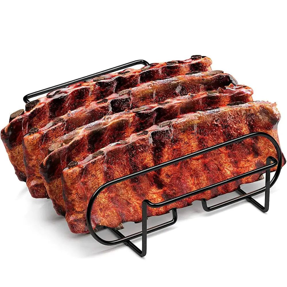 BBQ Rib Rack | Nonstick Coated Steel | Holds 4 Ribs | JT25t