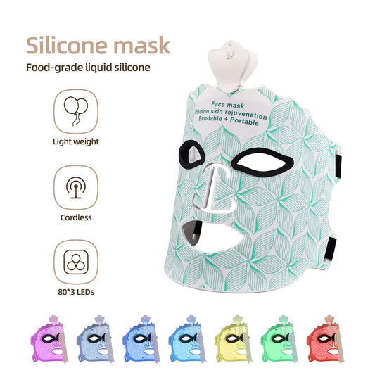 7 Colors Silicone LED Mask Face Photon Skin Rejuvenation Flexible Soft Facial Beauty Mask Skin Care Repair Skin Brightening from PriceLows™