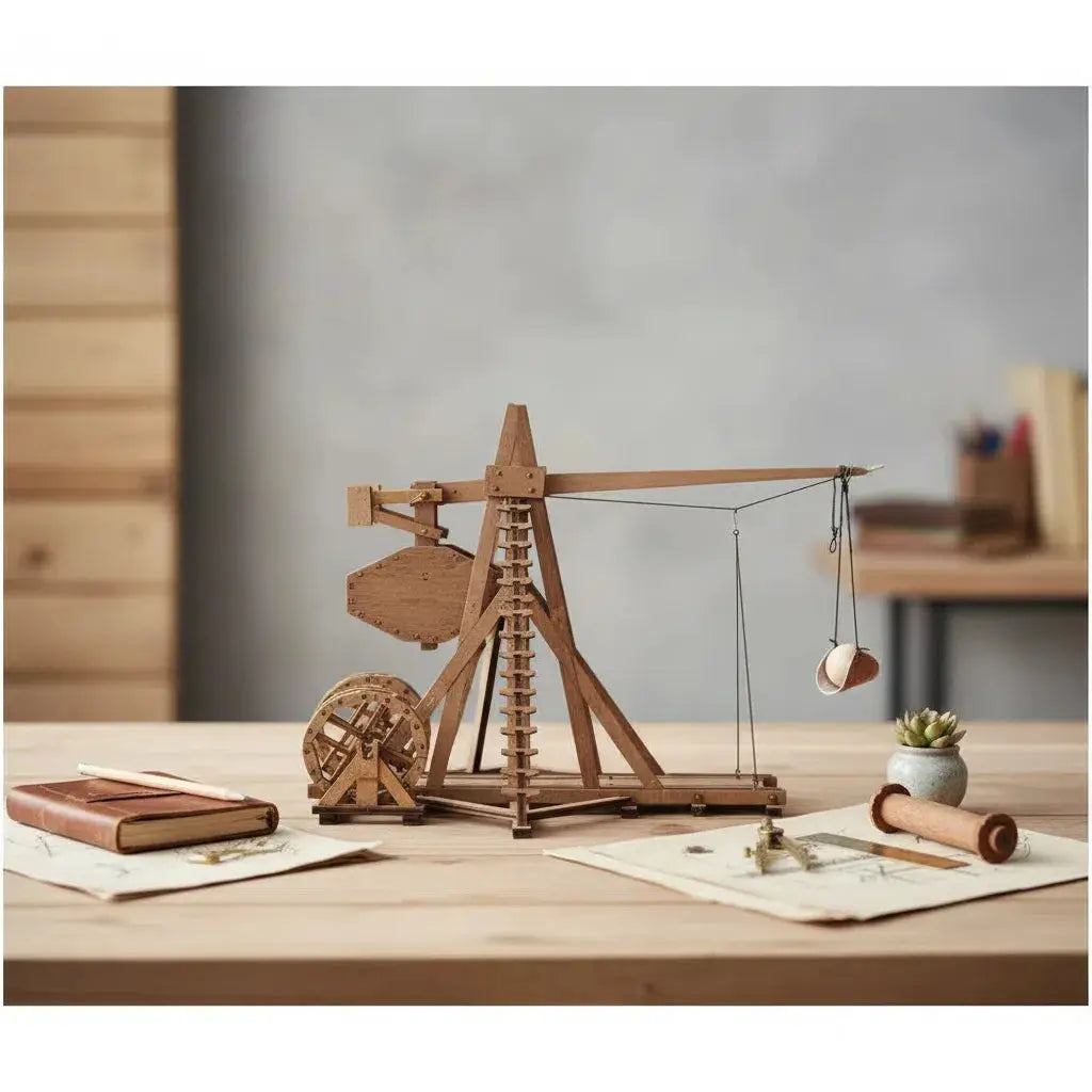 Ancient Catapult Building Kit - Wooden Tripod Trebuchet Model, DIY Historical Siege Engine for Adult Collection from PriceLows™
