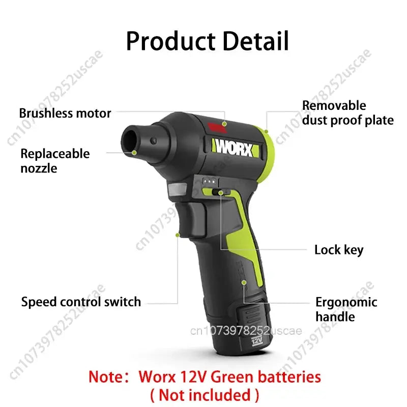 WORX WU094 Rechargeable Cordless Blower Max 130000rpm 2.4N For Worx 12V Green Battery Screwdriver Power Tools from PriceLows™