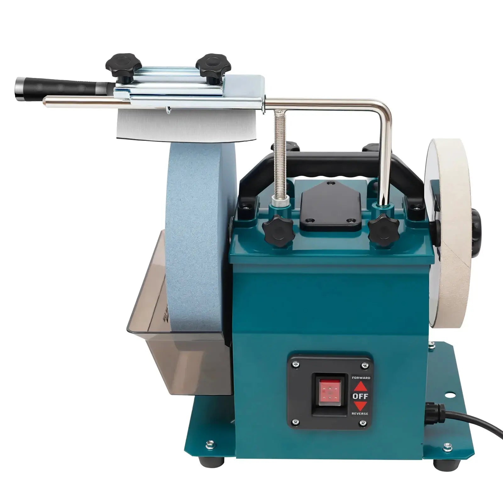 Electric Knife Sharpener for Kitchen and Woodworking Wet Stone Grinder with 10 Inch 220 Grit Wheel and Leather Strop from PriceLows™