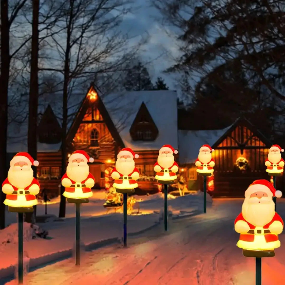 Solar Pathway Stake Lights | Santa Claus Shape | Auto Light Sensor | 5 Pack