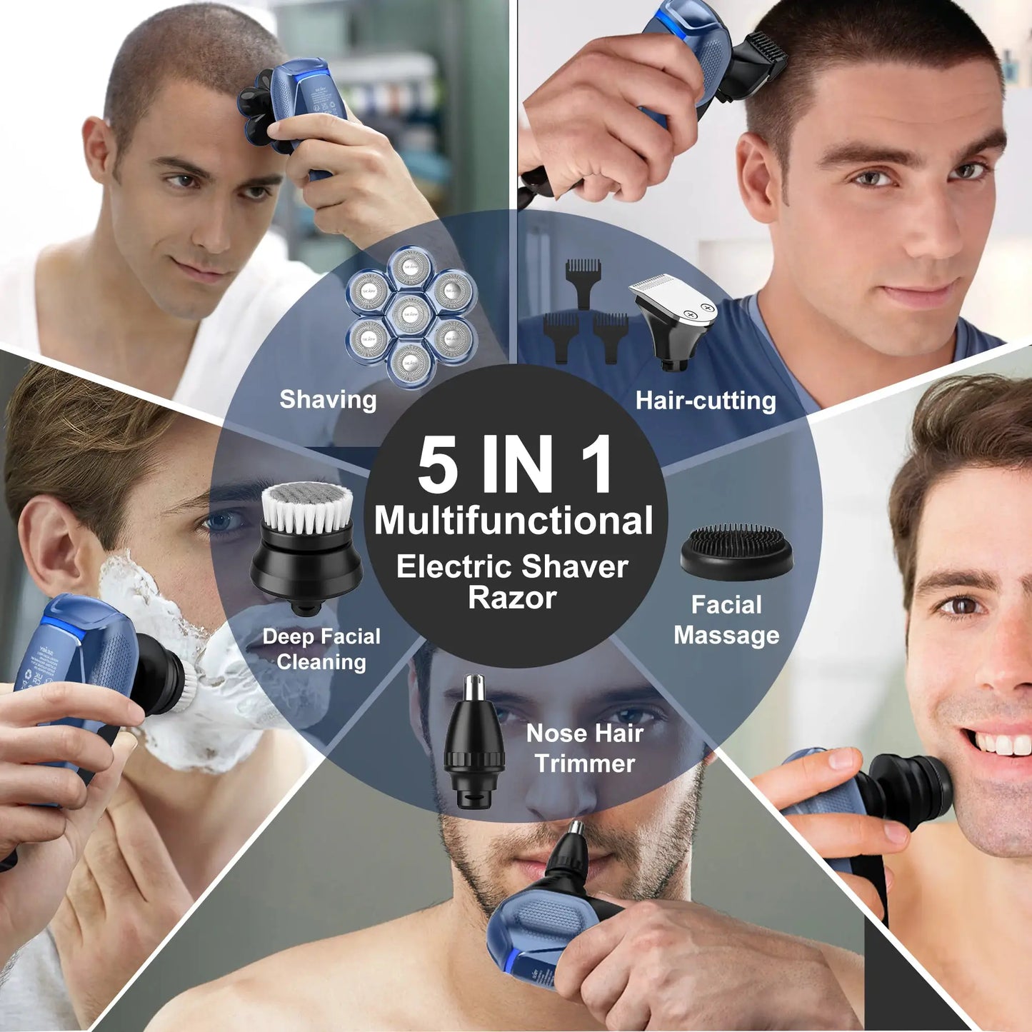 Electric Shaver | 6 In 1 Grooming Kit | Nose Hair Trimmer | Waterproof