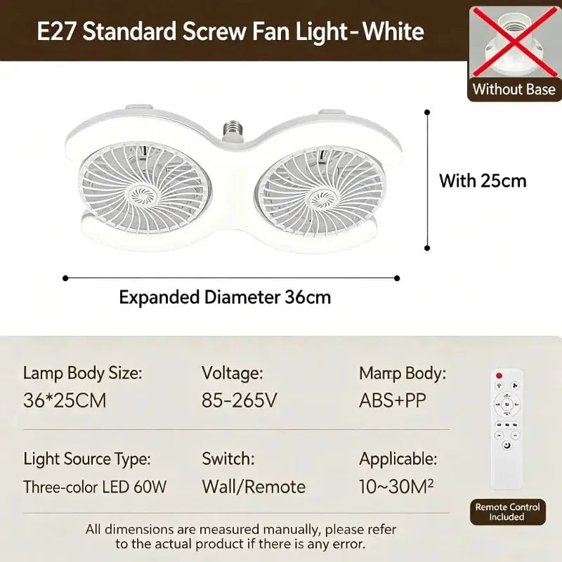 Ceiling Fan With Lights | Double Head | Remote Included | E27 Socket