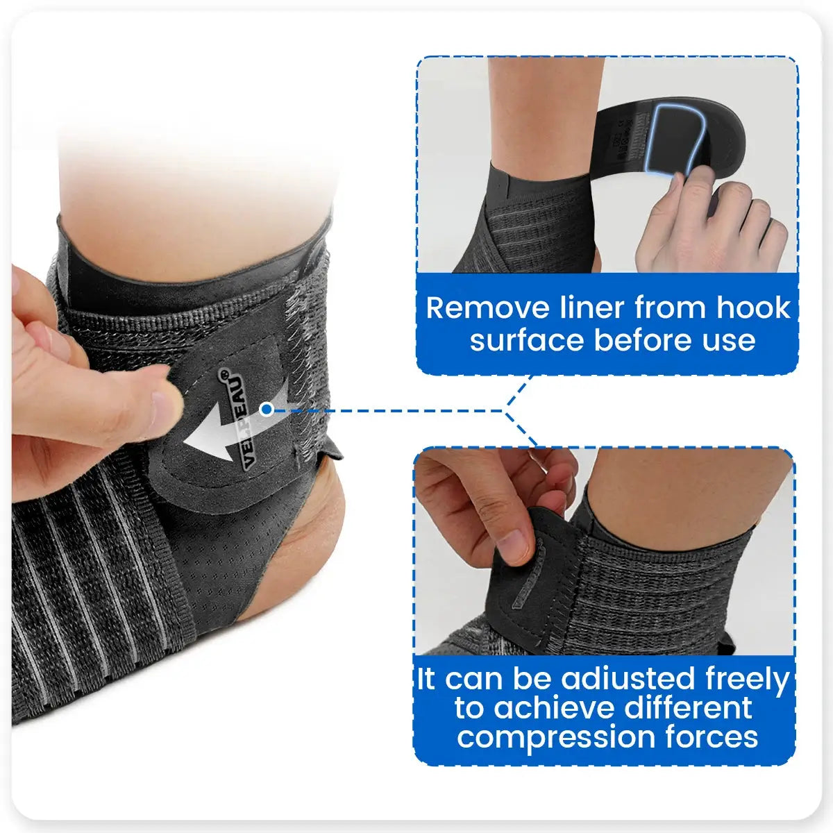 Velpeau Ankle Support Brace | Adjustable Strap | Nylon Compression Sleeve