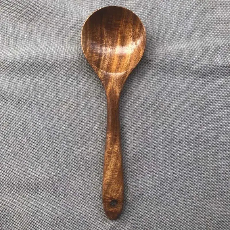 5pcs Wooden Utensil Set with Hanging Holes, Food Grade Spoons and Spatula 24-33.7cm, Non-Toxic Smooth Kitchen Tools for Cooking from PriceLows™