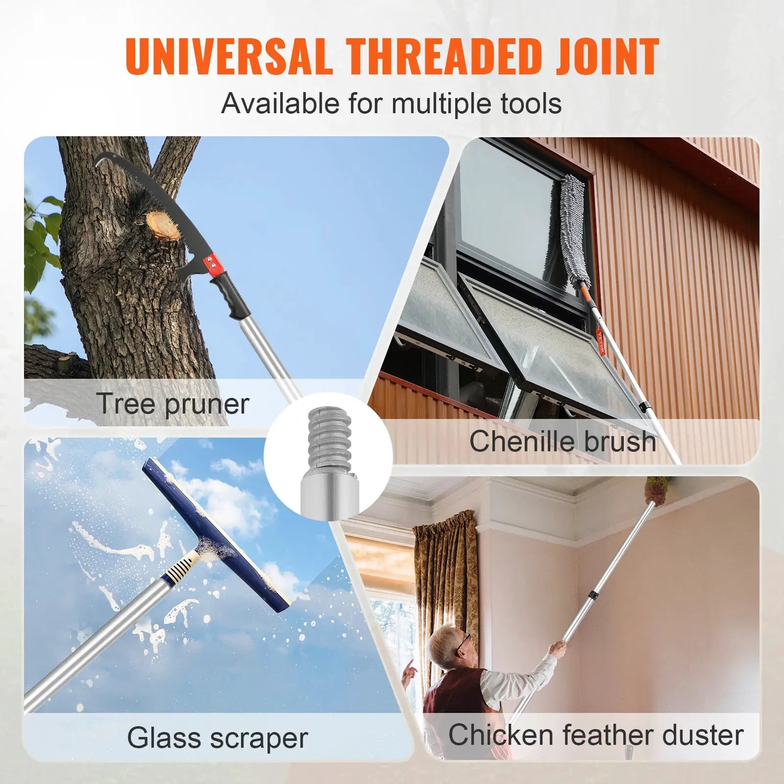 SucceBuy Manual Pole Saw Extendable Tree Pruner Sharp Steel Blade for Branches Trimming with Lightweight Aluminum Alloy Handle from PriceLows™