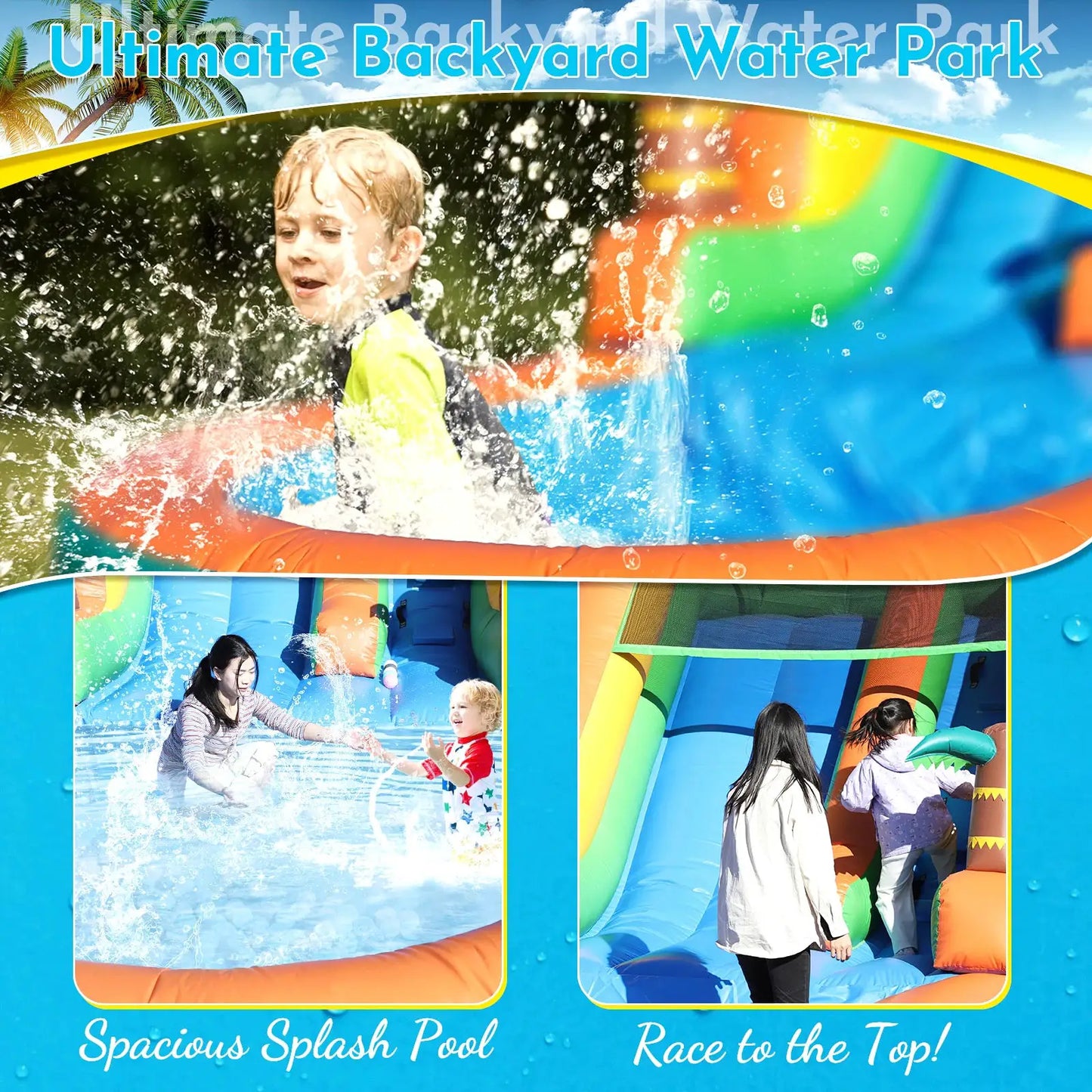21ft Giant Commercial PVC Inflatable Water Slide Bounce House Pool With Blower commercial Children's playground water slide from PriceLows™