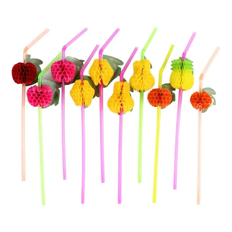 Disposable Flamingo Straw | Tropical Pineapple Design | 25 Or 50 Pieces