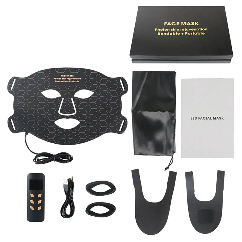 Silicone LED Mask Face 4 Colors LED Light Photon Red Light Near Infrared Therapy Anti Aging Skin Rejuvenation Lifting Tighten Beauty Mask Home Use Red Light Therapy Mask for Face from PriceLows™