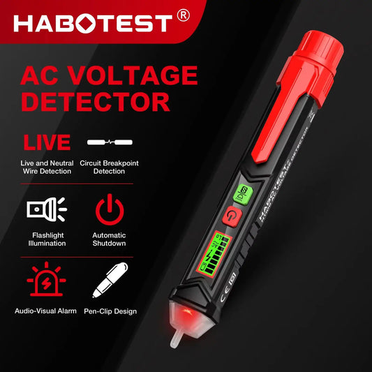 HABOTEST HT100 Non-Contact Voltage Tester with Dual Range AC 12V-1000V/48V-1000V Electrical Tester with LCD Display Buzzer Alarm from PriceLows™