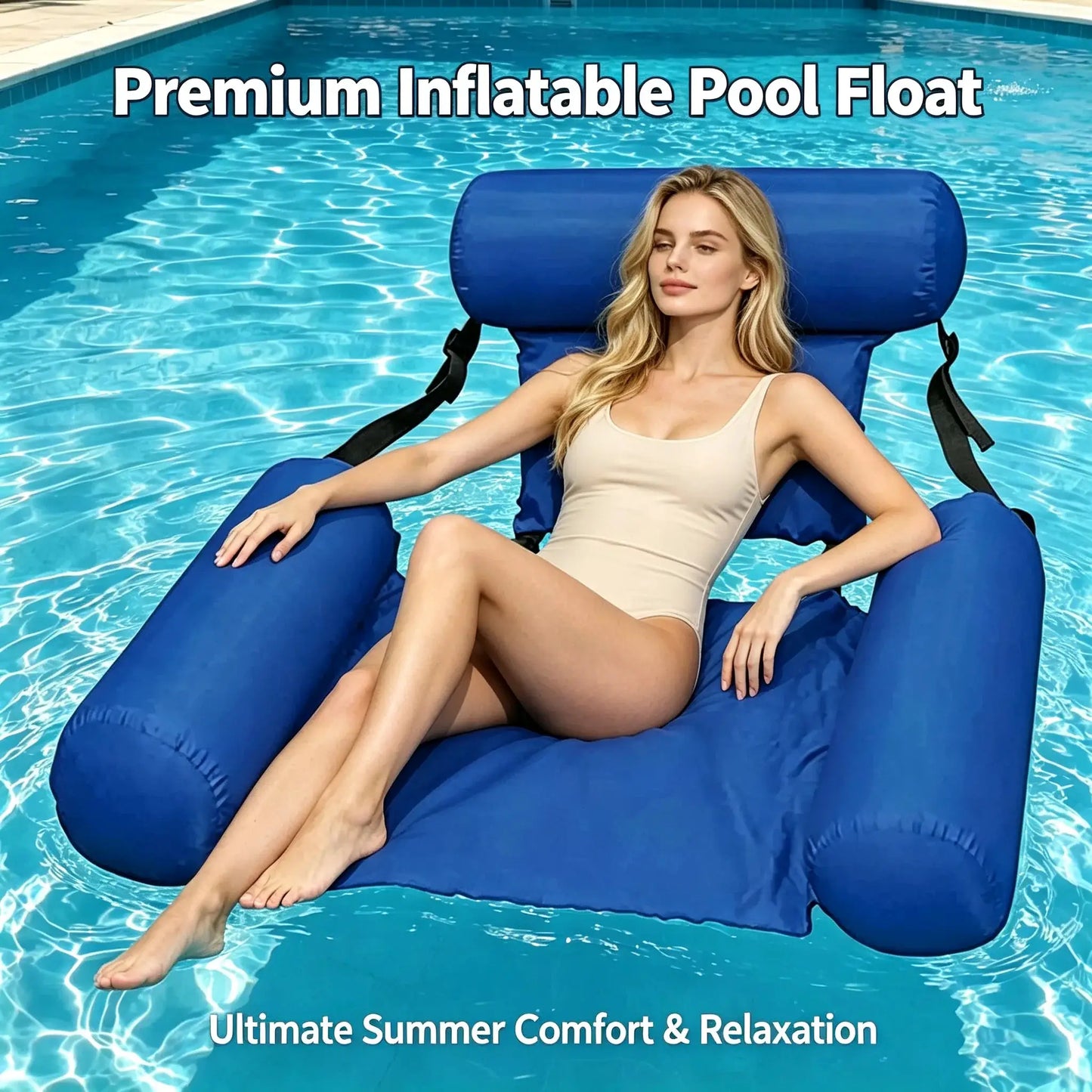Inflatable Pool Lounge Chair | Adult 100x120 cm | Durable Portable | 100x120 cm