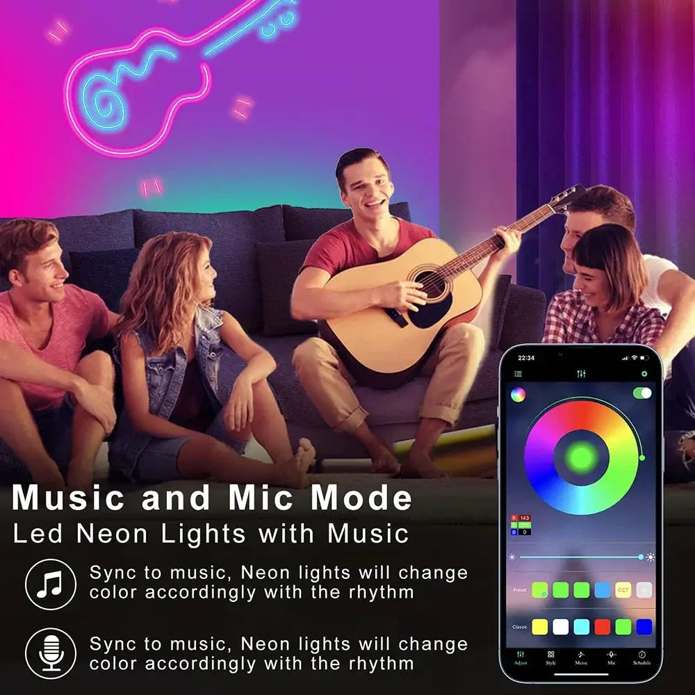 LED Neon Light Strip With Tuya Intelligent Control RGB Waterproof Neon Rope Light Suitable For Outdoor Decoration Of Houses from PriceLows™