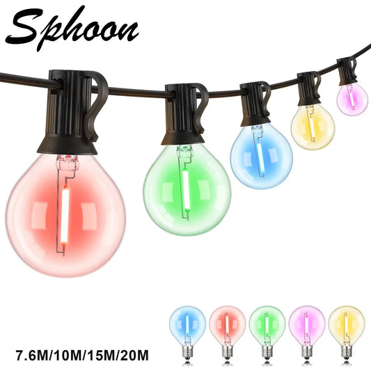 Outdoor String Lights RGB Multi-Color G40 String Lights Waterproof Dimmable Party Patio Decor LED Colored Hanging Light Chain from PriceLows™