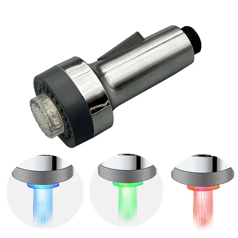 Kitchen Faucet Pull Down Sprayer | Led Light | 3 Function | Black, Brushed, Gold