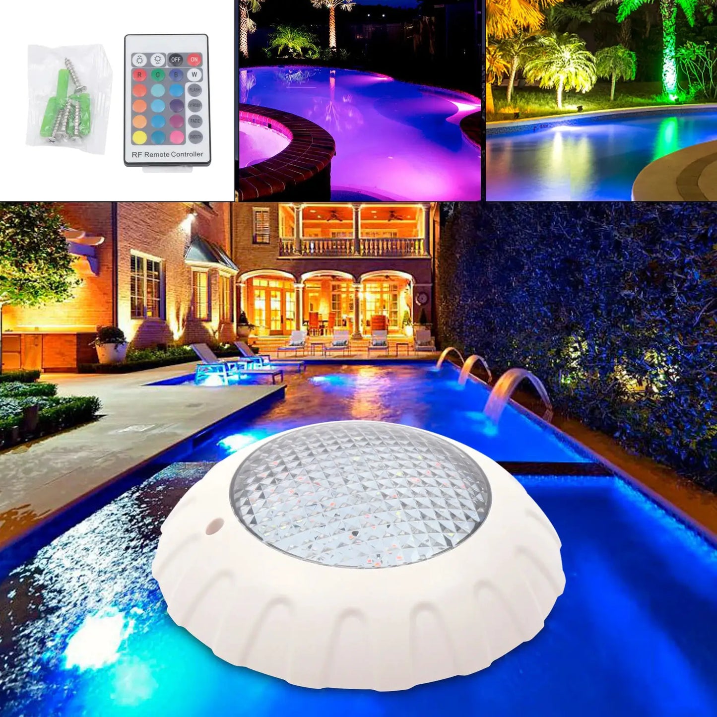 38W 12V LED Pool Lights Underwater RGB Swimming Light IP68 Waterproof Lamp Spa 3800lm from PriceLows™