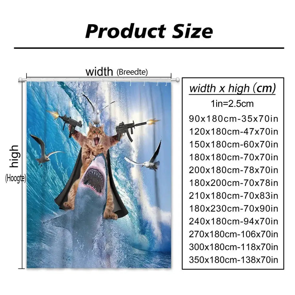 Funny Cat Shower Curtain Fun Animal in Bathtub with Fish Cloth Fabric Shower Curtain Hilarious Pet Bathroom Decor Set with Hooks from PriceLows™