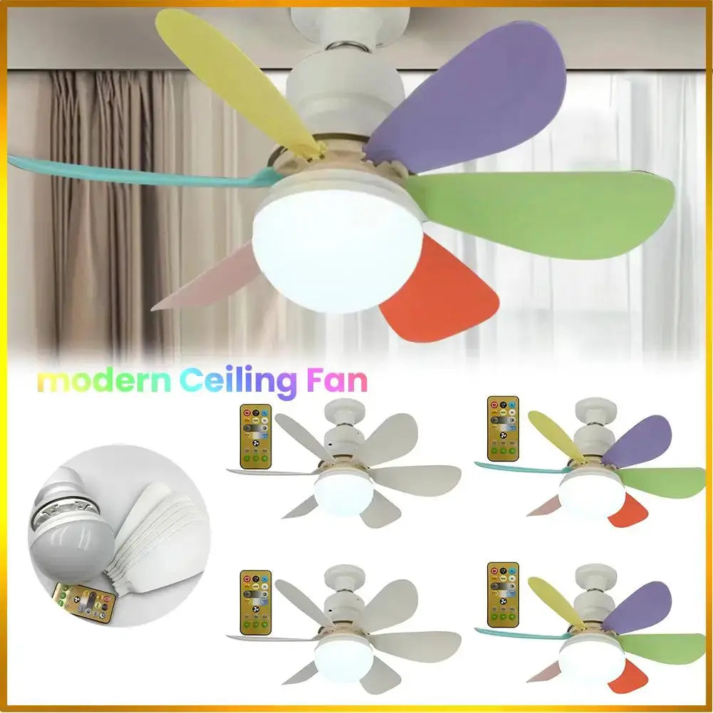 Ceiling Fan with Light Light Bulb Fan Adjustable Wind Speed & Light Color Timing Wireless Fan Socket Fan Light for Home Office from PriceLows™