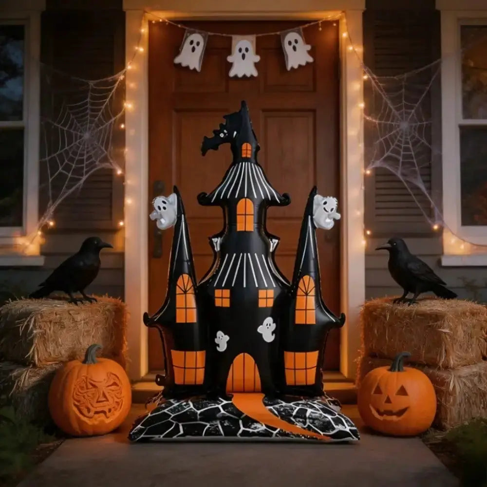Haunted Castle Foil Balloon | 59 Inch Large | Ghost And Bat Design