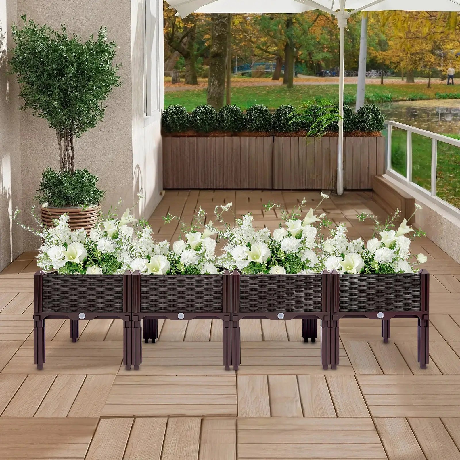 4 Raised Garden Bed with Sealing Strips Floor Standing Planter Boxes PP Plants Elevated Garden Boxes for Yards and Courtyards from PriceLows™