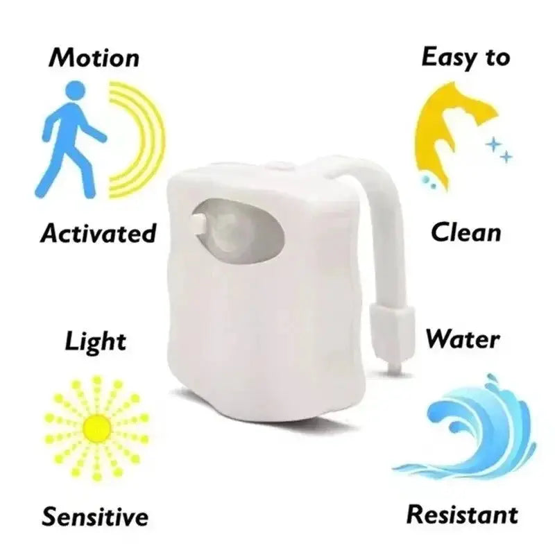 LED Night Light | Motion Sensor | RGB 8 Colors | Bathroom Toilet Use