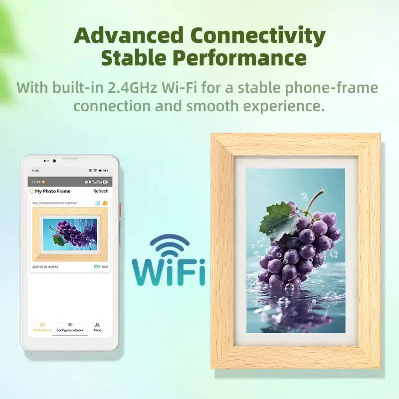 Fmily -oriented Hindetel 7.13 Inch Color E-ink Picture WiFi Digital Picture mount wooden frame for family gift remout update from PriceLows™