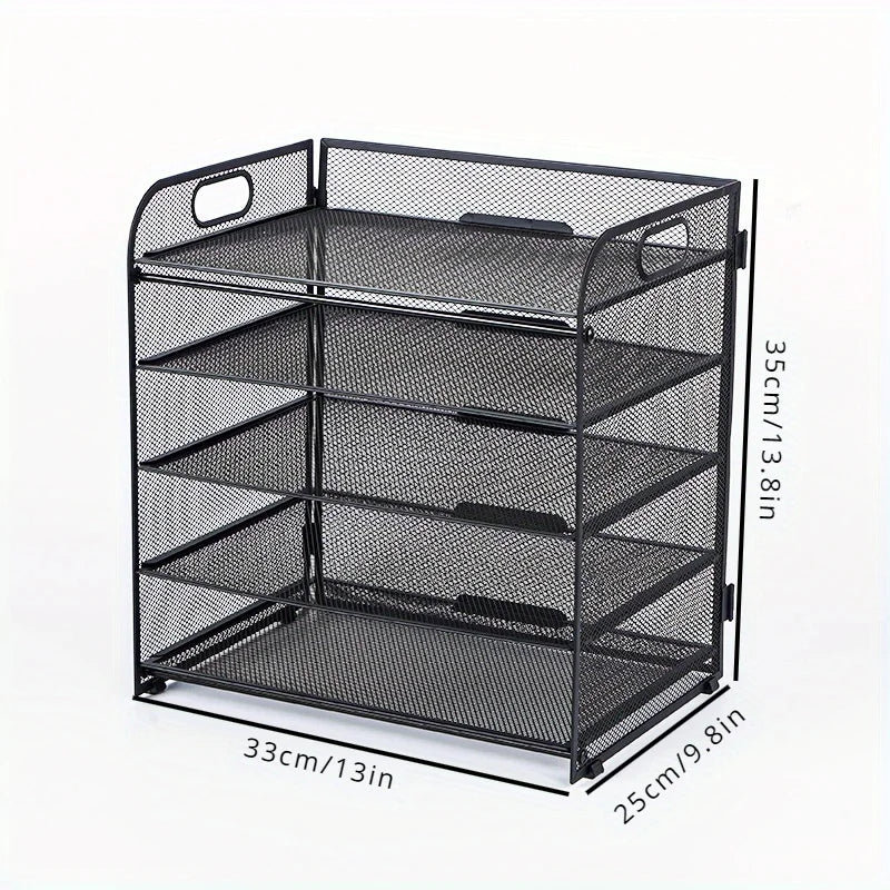 Stainless Steel Desk Organizer | 7 Trays | Vertical File Organizer | With Handle
