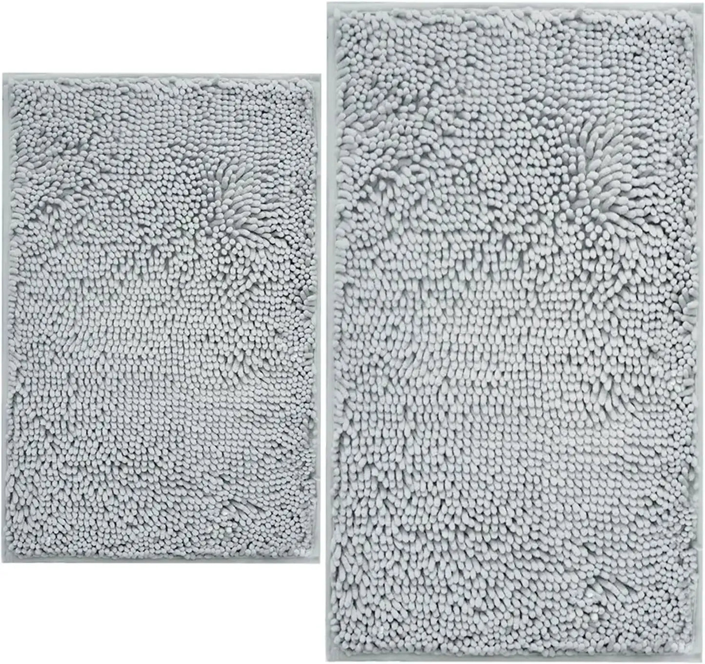 Ultra Soft Chenille Bath Mat Set 2-Piece, Non-Slip Absorbent Bathroom Rugs, Machine Washable (32x20+24x16 Inch, Light Grey) from PriceLows™