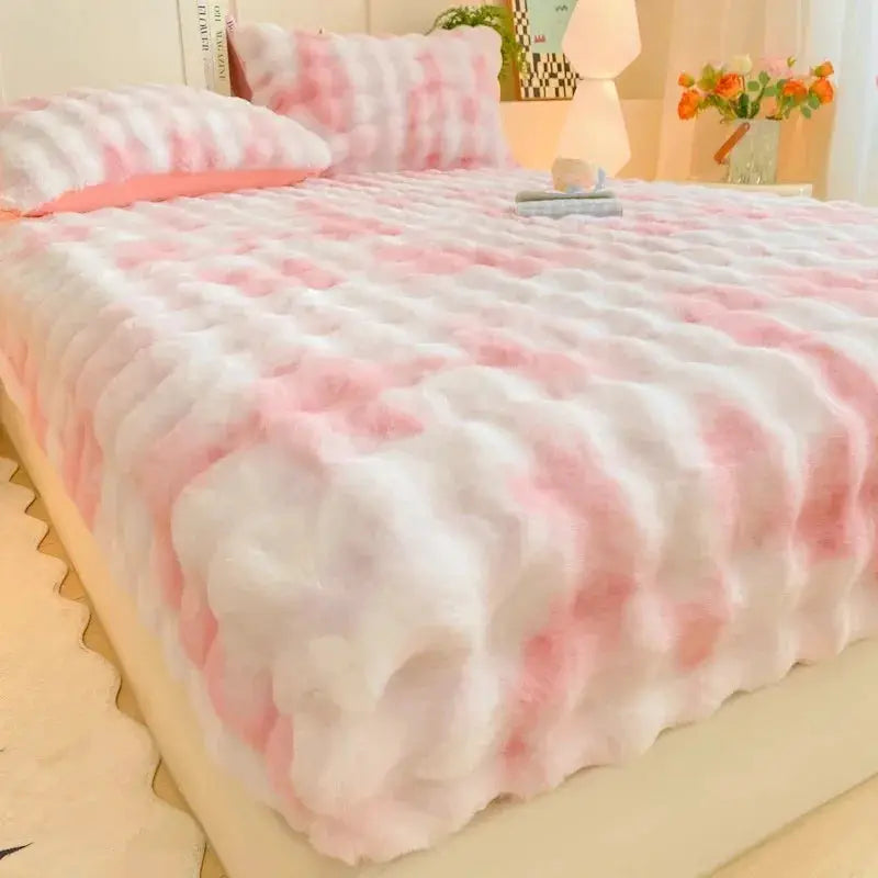 Fitted Bed Sheet | Plush Winter Warm | Solid Color | Full To King