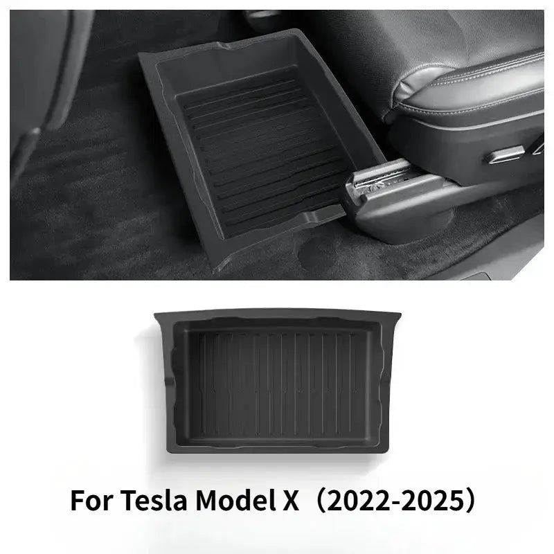 Underseat Storage Box for Tesla Model X Car Seats Drawer TPE Hidden Storage Box Push Pull ModelX Car Interior Accessories 2025 from PriceLows™