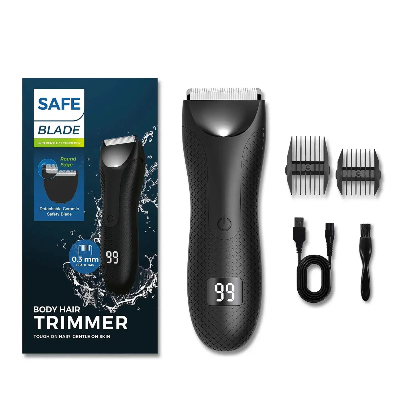 Men's Electric Body Hair Trimmer | IPX6 Waterproof | USB Rechargeable