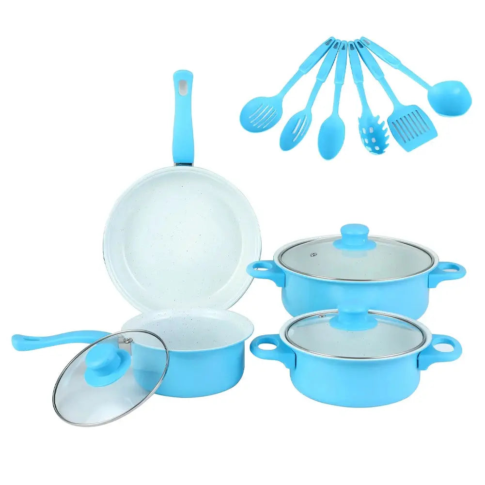12-Piece Non-Stick Cookware Set Cooking Pot with Lid Milk Pot Maifan Stone Frying Pan Cooking Pot Set for All Hob from PriceLows™